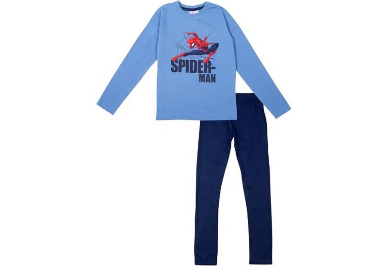 United Labels® Schlafanzug Marvel SPIDER-MAN Schlafanzug LANG für Jungs BLAU Gr. 122/128 von United Labels®