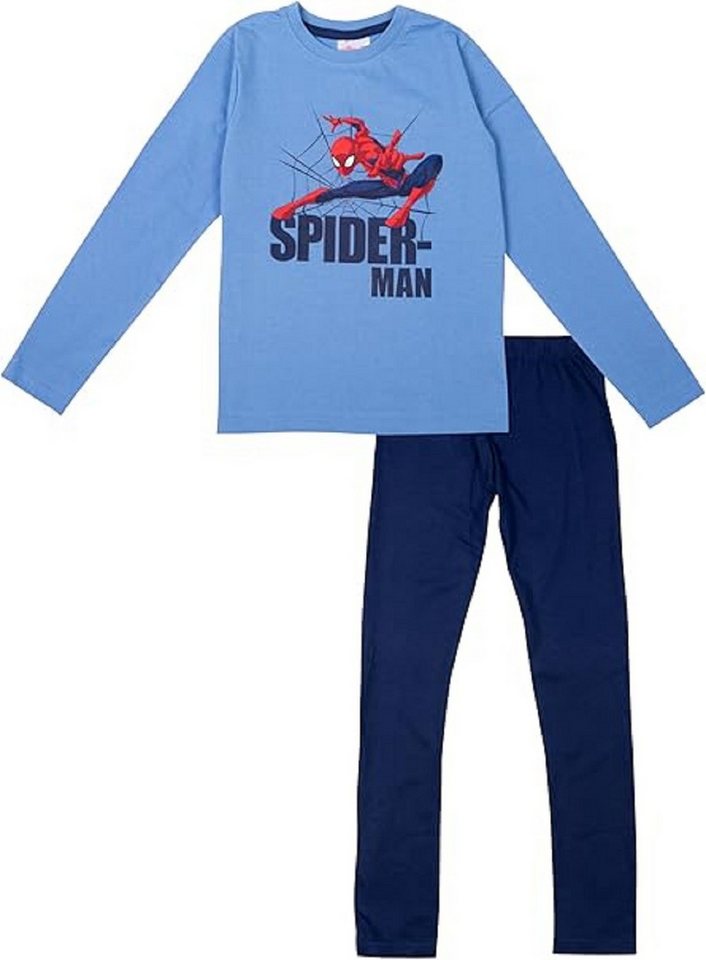 United Labels® Schlafanzug Marvel Spider-Man Jungen Kinder Pyjama Set Oberteil Hose Blau/Schwarz von United Labels®