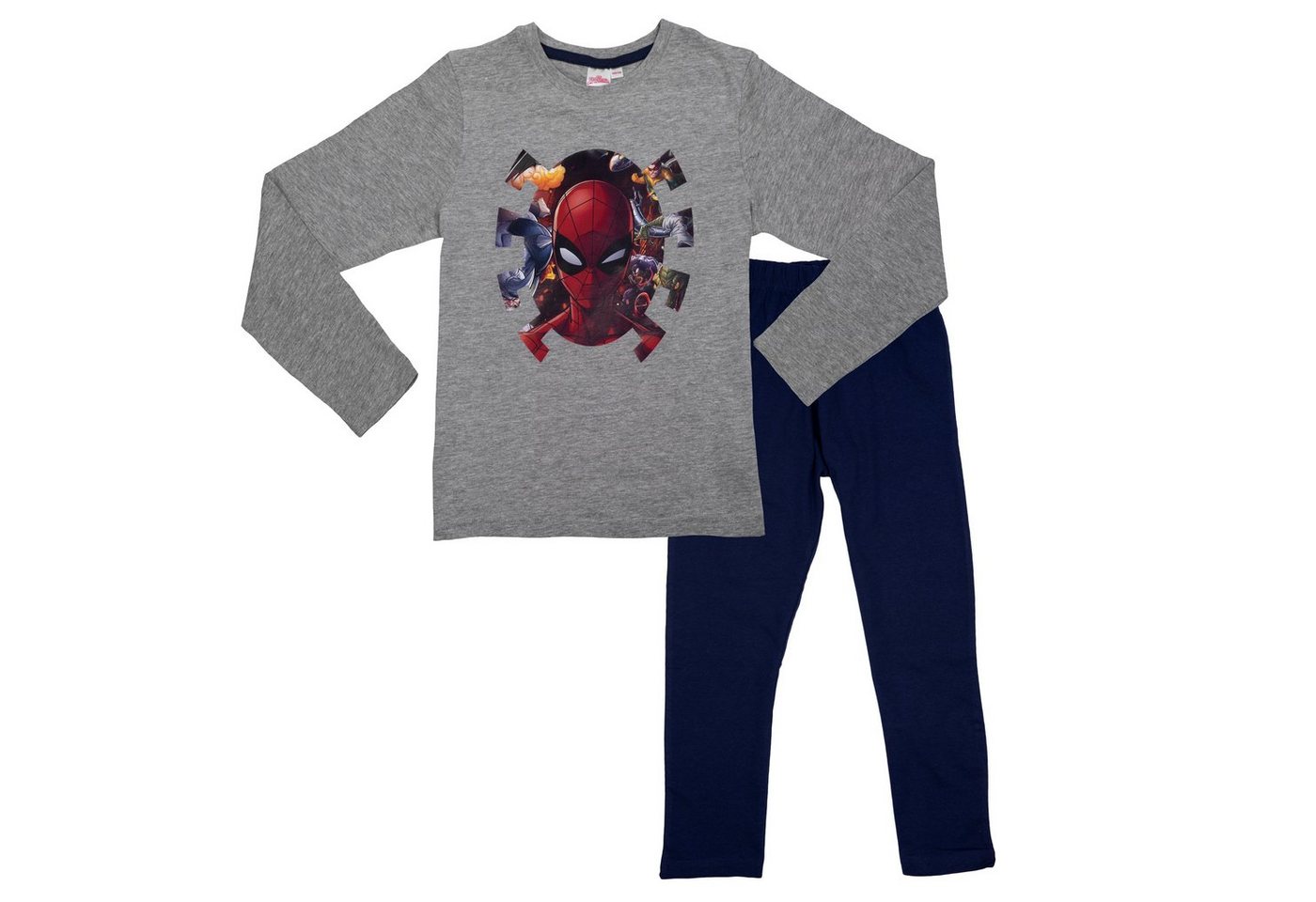 United Labels® Schlafanzug Marvel Spiderman Schlafanzug für Jungen Langarm Grau/Blau von United Labels®