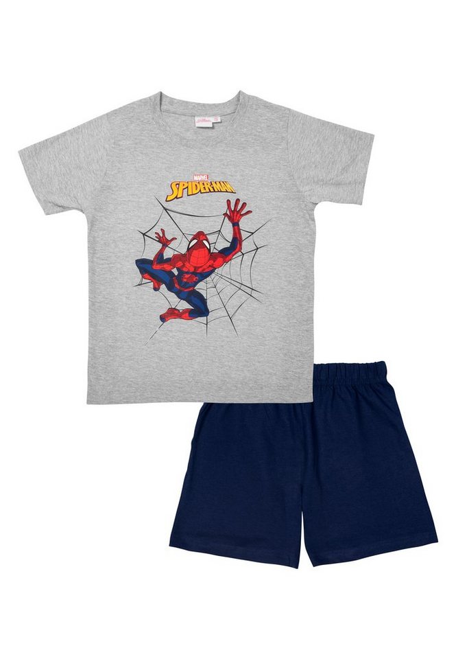 United Labels® Schlafanzug Marvel Spiderman Schlafanzug für Jungen Pyjama Set Kurzarm Grau/Blau von United Labels®