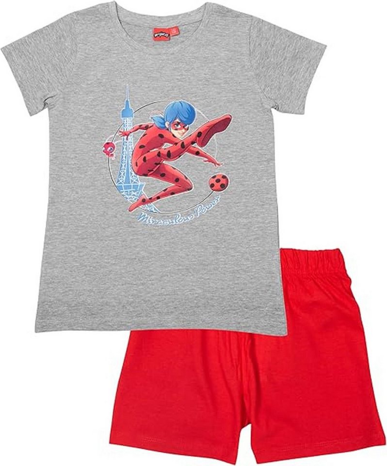 United Labels® Schlafanzug Miraculous Ladybug Mädchen Kinder Pyjama Set Oberteil Hose Grau/Rot von United Labels®