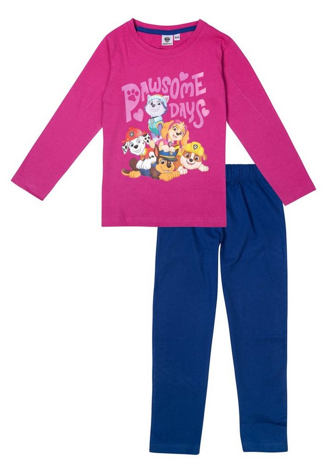 United Labels® Schlafanzug Paw Patrol Schlafanzug Mädchen Pyjama Set Langarm Oberteil Pink/Blau von United Labels®