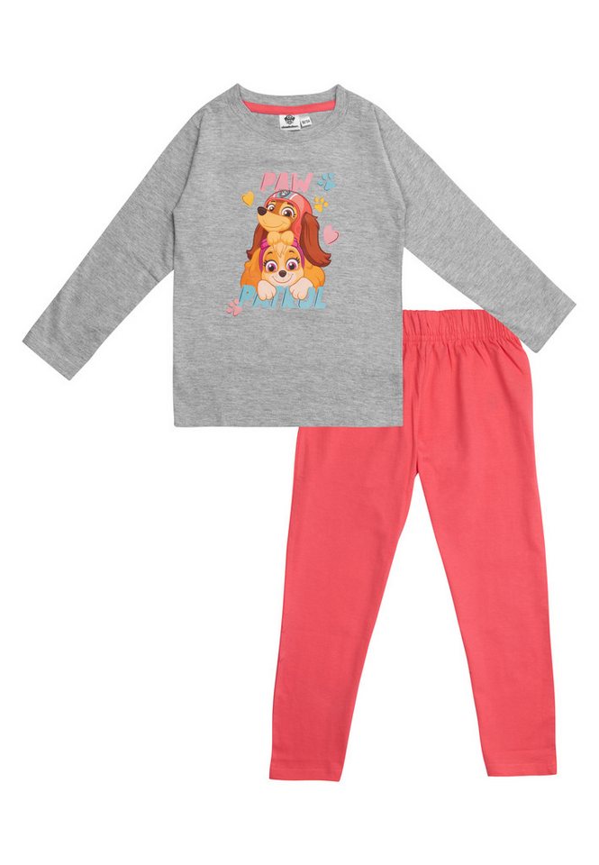 United Labels® Schlafanzug Paw Patrol Schlafanzug Mädchen Pyjama Set Langarm Oberteil Pink/Grau von United Labels®