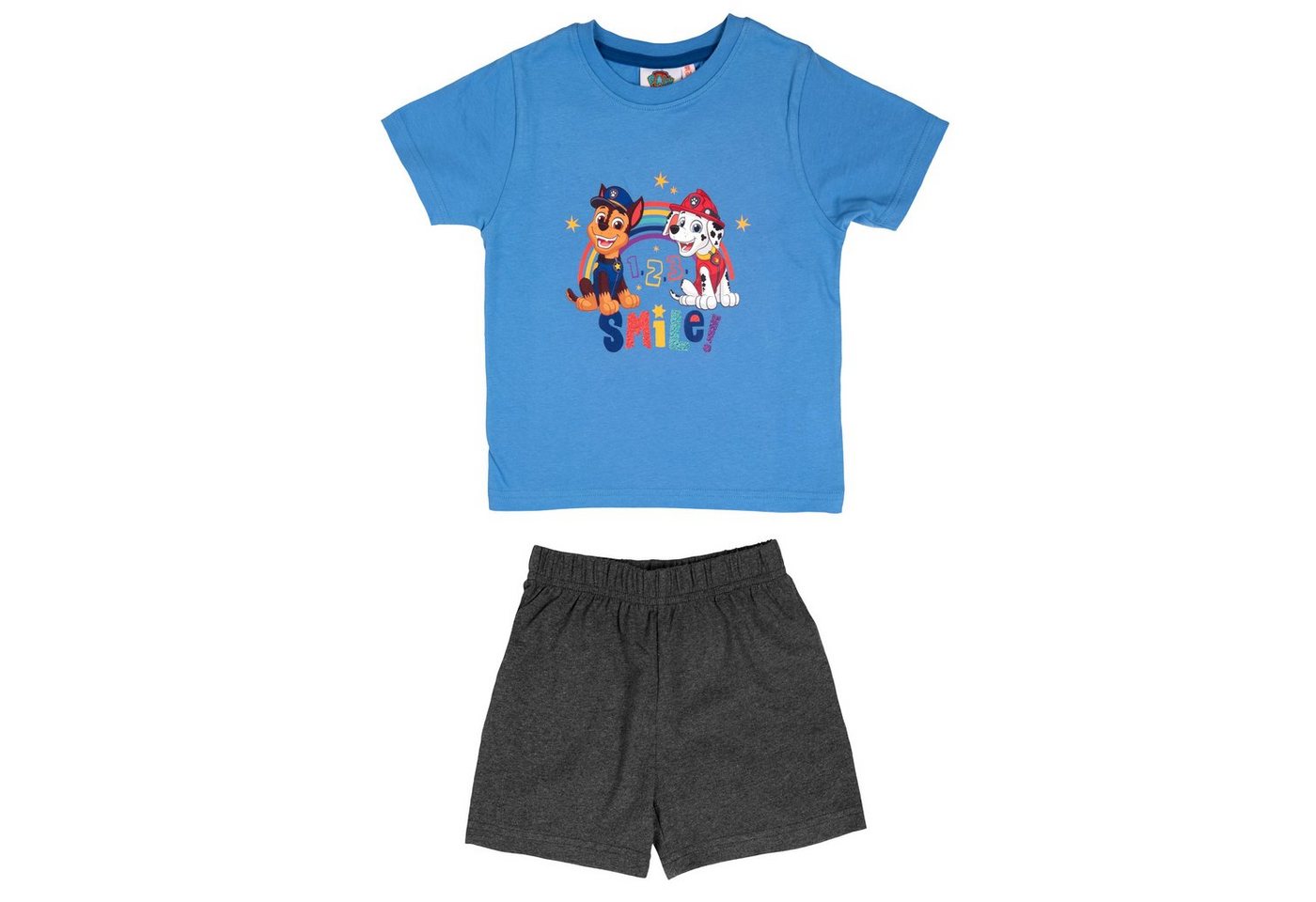 United Labels® Schlafanzug Paw Patrol Schlafanzug für Jungen - 1, 2, 3, Smile! Blau/Grau von United Labels®