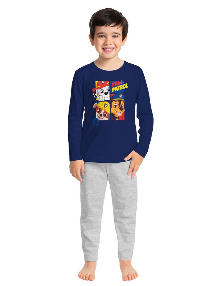 United Labels® Schlafanzug Paw Patrol Schlafanzug für Jungen Pyjama Set Langarm Oberteil Blau von United Labels®