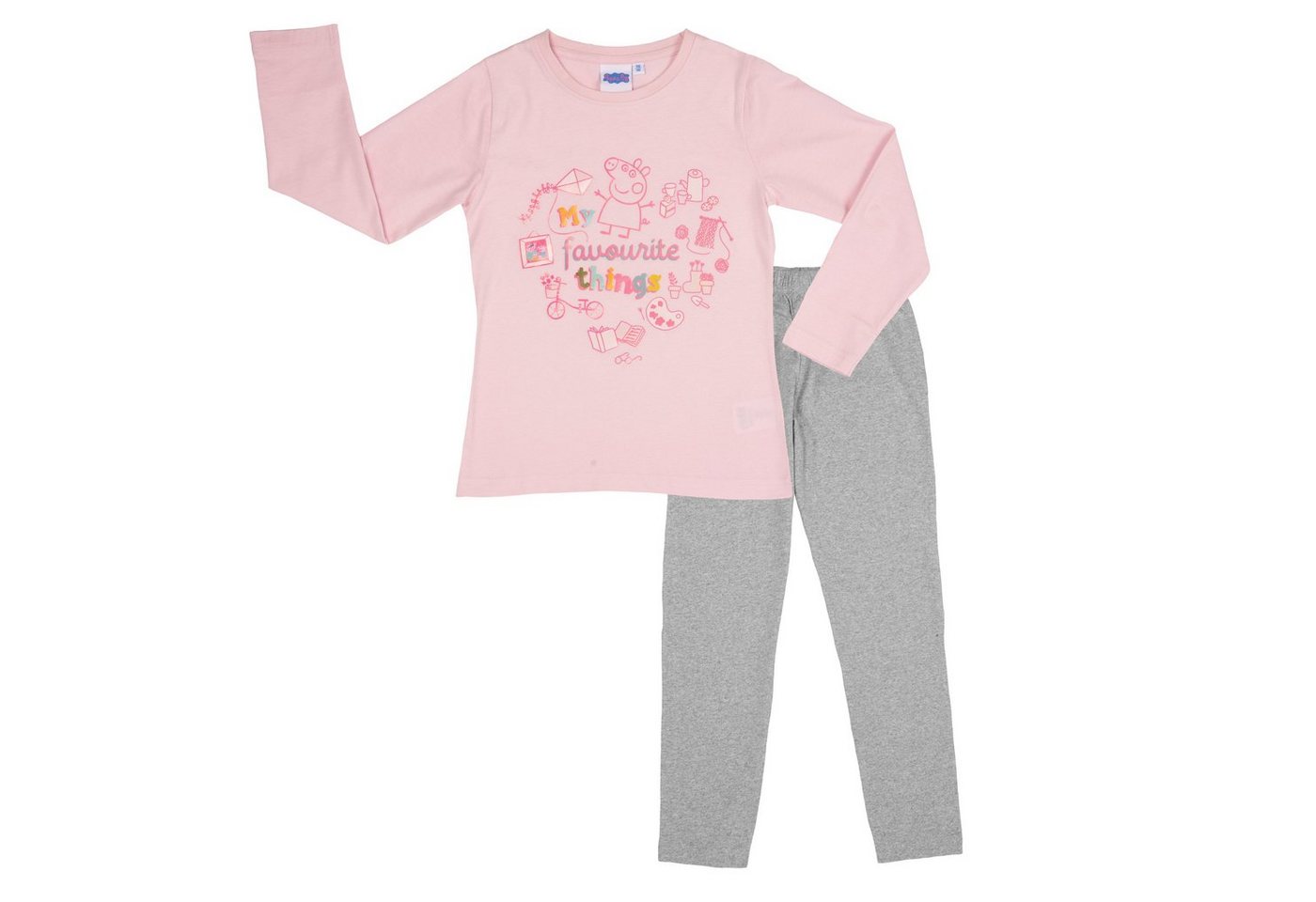 United Labels® Schlafanzug Peppa Wutz Schlafanzug für Mädchen - My favourite things Rosa/Grau von United Labels®