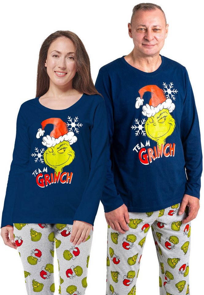 United Labels® Schlafanzug The Grinch Schlafanzug Pyjama Set Langarm Oberteil mit Hose von United Labels®