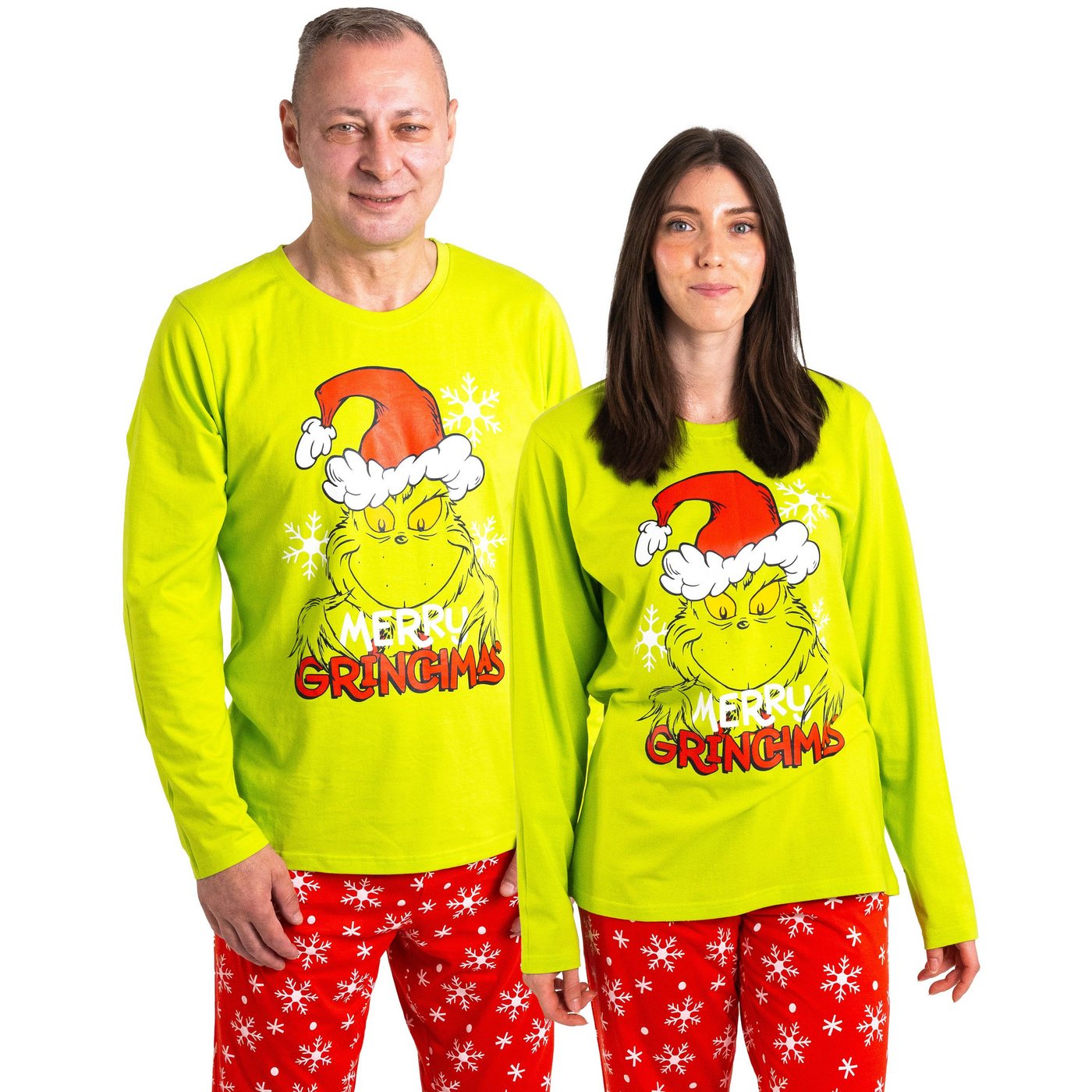 United Labels® Schlafanzug The Grinch Schlafanzug Pyjama Set Langarm Oberteil mit Hose von United Labels®
