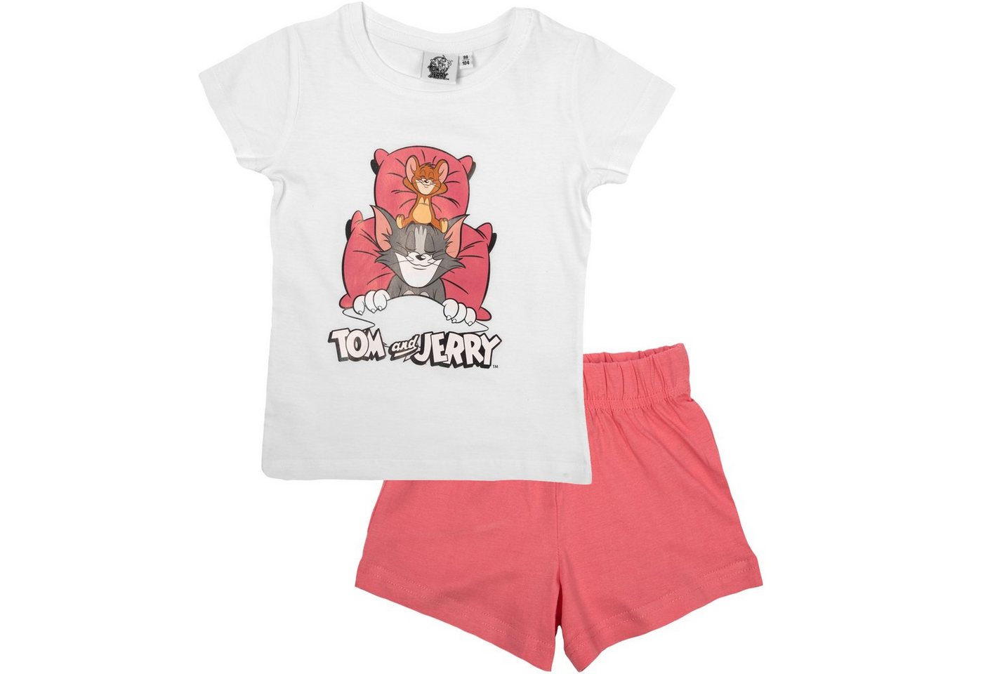 United Labels® Schlafanzug Tom & Jerry Schlafanzug für Mädchen kurzarm Weiß/Rosa von United Labels®