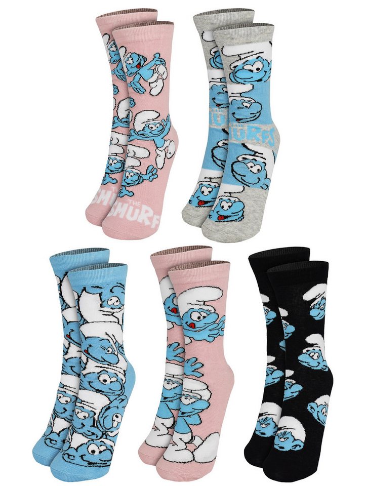 United Labels® Socken Die Schlümpfe Socken Allover Sneaker Strümpfe (5er Pack) 38-43 von United Labels®
