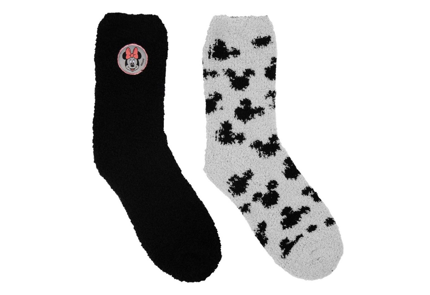 United Labels® Socken Disney Minnie Mouse Kuschelsocken für Damen Schwarz/Grau (2er Pack) von United Labels®