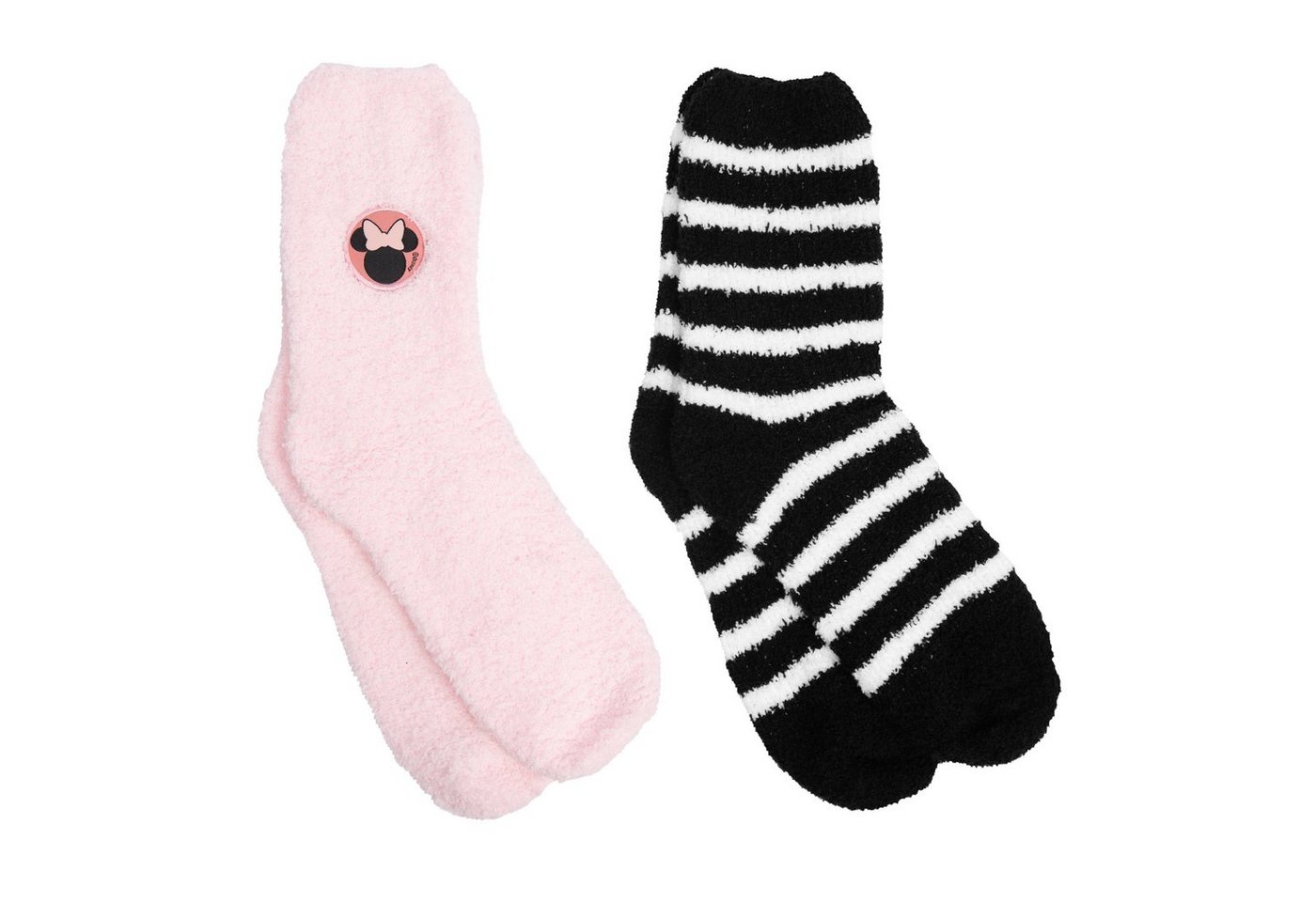 United Labels® Socken Disney - Minnie Mouse Kuschelsocken für Damen Schwarz/Rosa (2er Pack) von United Labels®