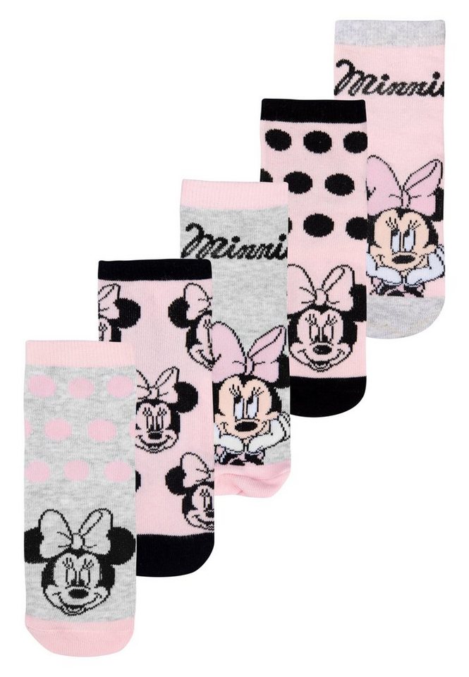 United Labels® Socken Disney Minnie Mouse Socken für Mädchen Rosa/Grau (5er Pack) von United Labels®