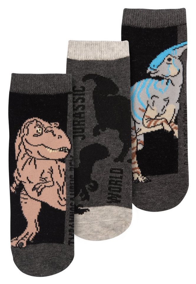 United Labels® Socken Jurassic World Socken Jungen - Sneaker Söckchen Grau (3er Pack) von United Labels®