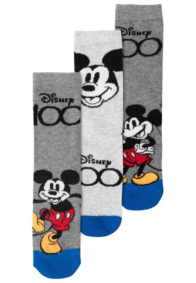 United Labels® Socken Mickey Mouse Socken für Jungen Sneaker Kindersocken Grau (3er Pack) von United Labels®
