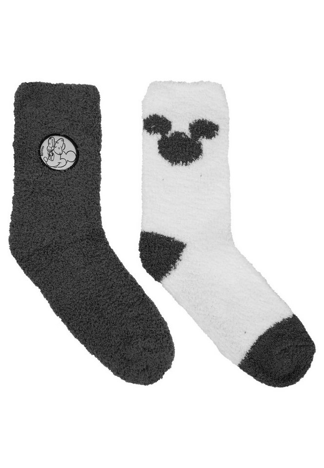 United Labels® Socken Minnie Mouse Kuschelsocken Damen warme Socken Grau Weiß (2er Pack) von United Labels®