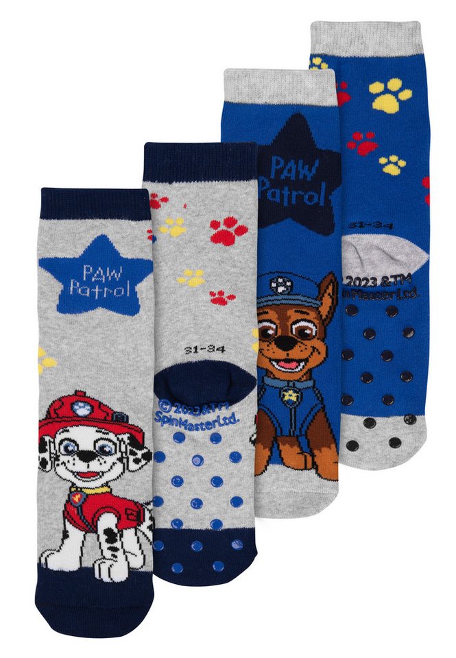 United Labels® Socken Paw Patrol ABS Socken Jungen Stoppersocken Blau/Grau (2er Pack) von United Labels®