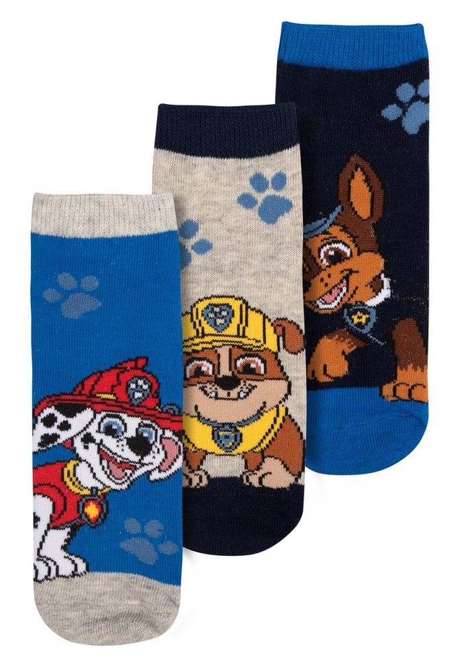 United Labels® Socken Paw Patrol Socken Jungen - Sneaker Söckchen Blau/Grau (3er Pack) von United Labels®