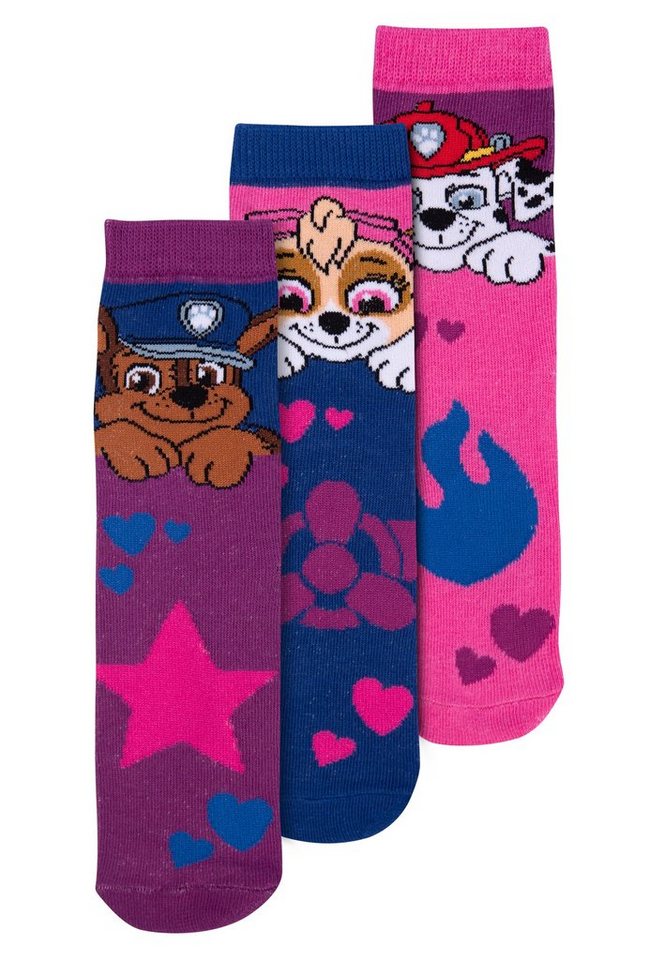 United Labels® Socken Paw Patrol Socken Mädchen Sneaker Söckchen Pink Lila (3er Pack) von United Labels®