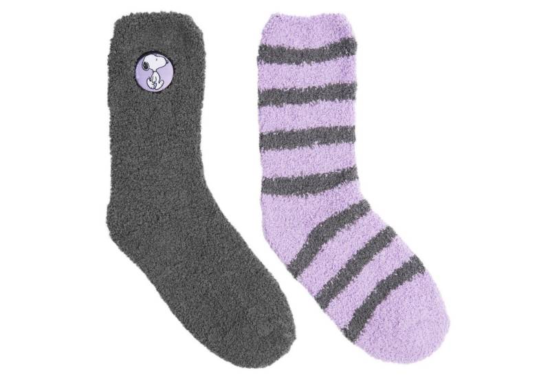 United Labels® Socken Peanuts Snoopy Kuschelsocken uni und geringelt (2er Pack) von United Labels®