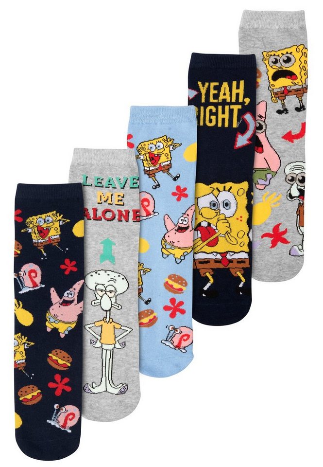 United Labels® Socken Spongebob Schwammkopf Socken Herren Sneaker Männer 40-45 (5er Pack) von United Labels®