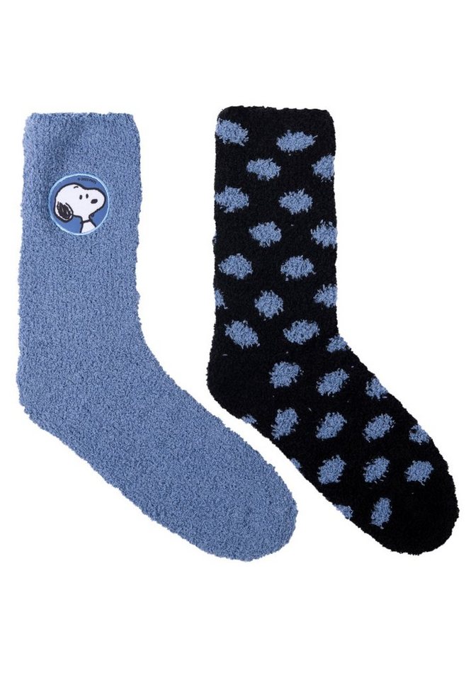 United Labels® Socken The Peanuts Snoopy Kuschelsocken Damen warme Socken Blau (2er Pack) von United Labels®