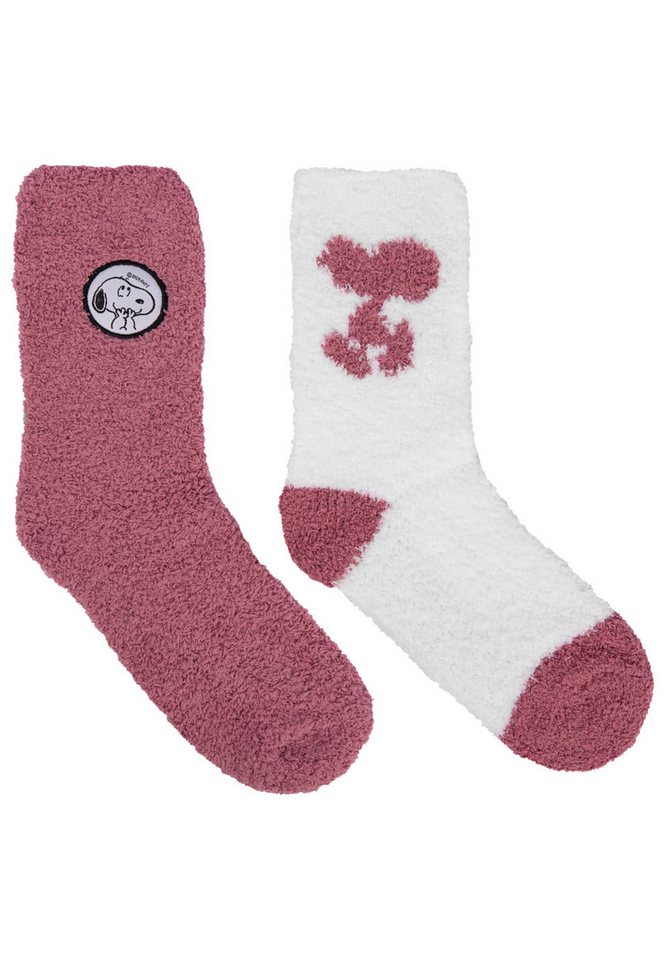 United Labels® Socken The Peanuts Snoopy Kuschelsocken Damen - warme Socken Pink (2er Pack) von United Labels®