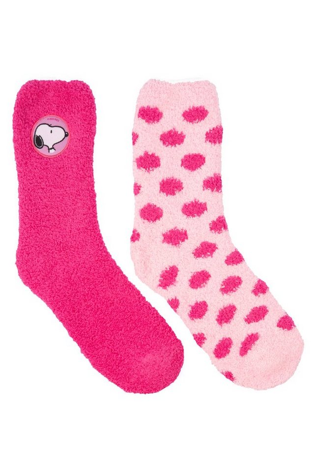 United Labels® Socken The Peanuts Snoopy Kuschelsocken Damen - warme Socken Rosa (2er Pack) von United Labels®