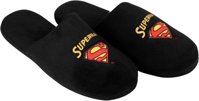 United Labels® Superman Hausschuhe für Herren Puschen Slipper Pantoffeln Schwarz Hausschuh von United Labels®