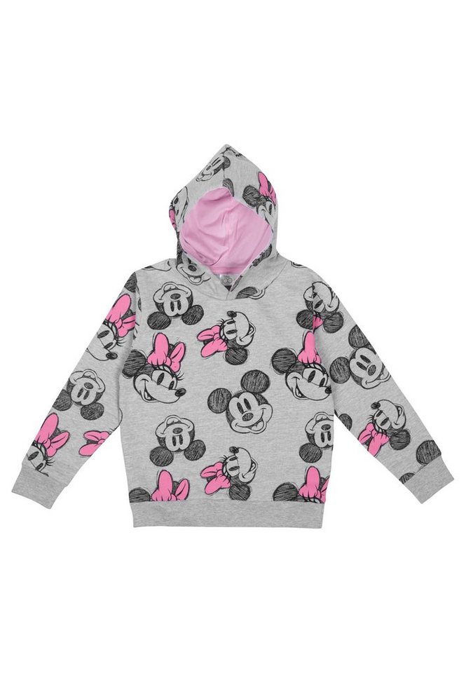 United Labels® Sweatshirt Disney Minnie Mouse Hoodie für Mädchen - Kapuzenpullover Grau/Rosa von United Labels®