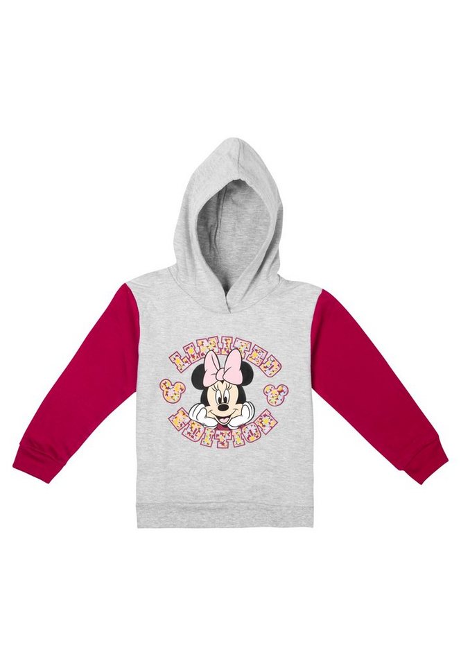 United Labels® Sweatshirt Disney Minnie Mouse Hoodie für Mädchen - Kapuzenpullover Grau Rot von United Labels®