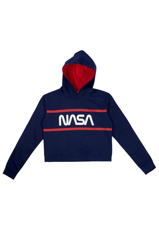 United Labels® Sweatshirt NASA Kapuzenpullover für Damen Hoodie Sweatshirt langärmlig Blau/Rot von United Labels®