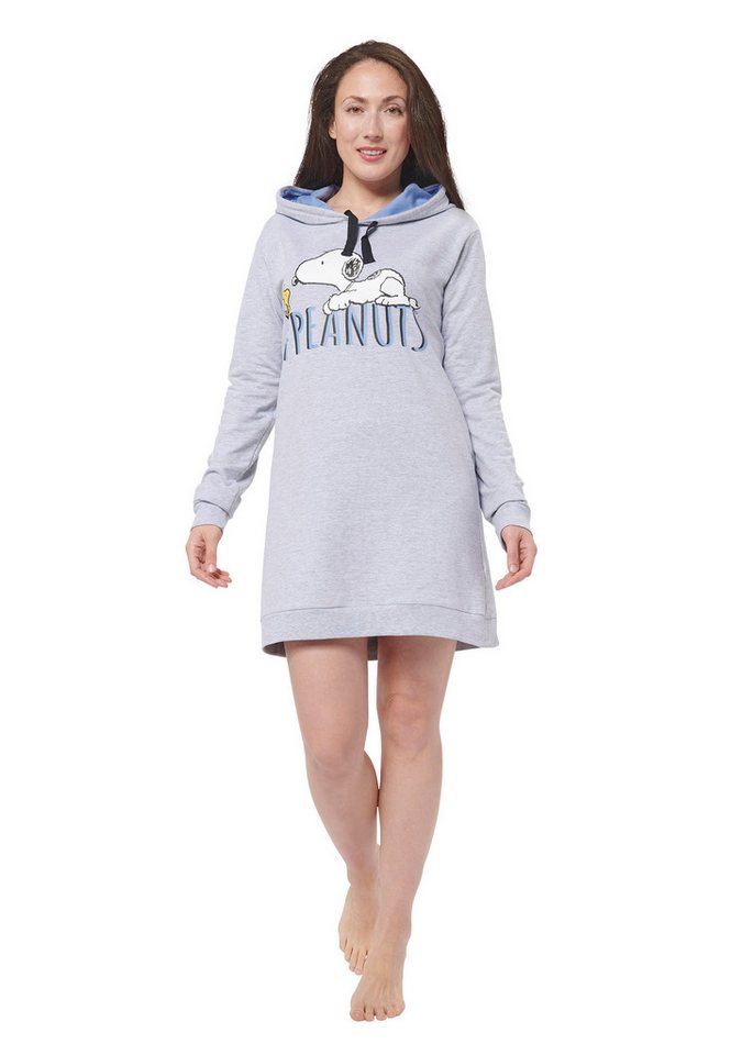 United Labels® Sweatshirt Peanuts Snoopy Sweatkleid Damen Oversize Hoodie Kapuzenpullover Grau von United Labels®