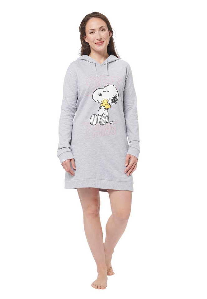 United Labels® Sweatshirt Peanuts Snoopy Sweatkleid Damen Oversize Hoodie Kapuzenpullover Grau von United Labels®