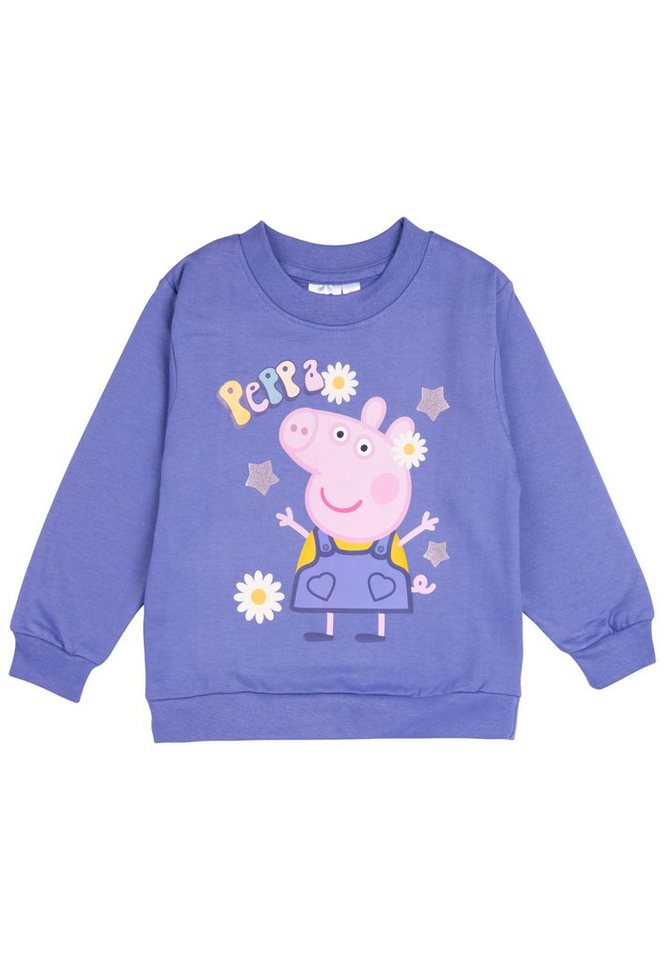 United Labels® Sweatshirt Peppa Wutz Pullover für Mädchen - Lila mit Glitterprint von United Labels®