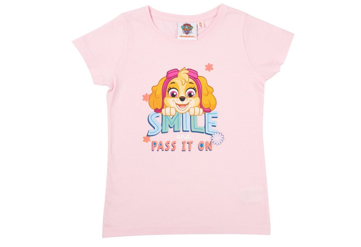 United Labels® T-Shirt Paw Patrol T-Shirt für Mädchen Skye - Smile and pass it on Rosa von United Labels®