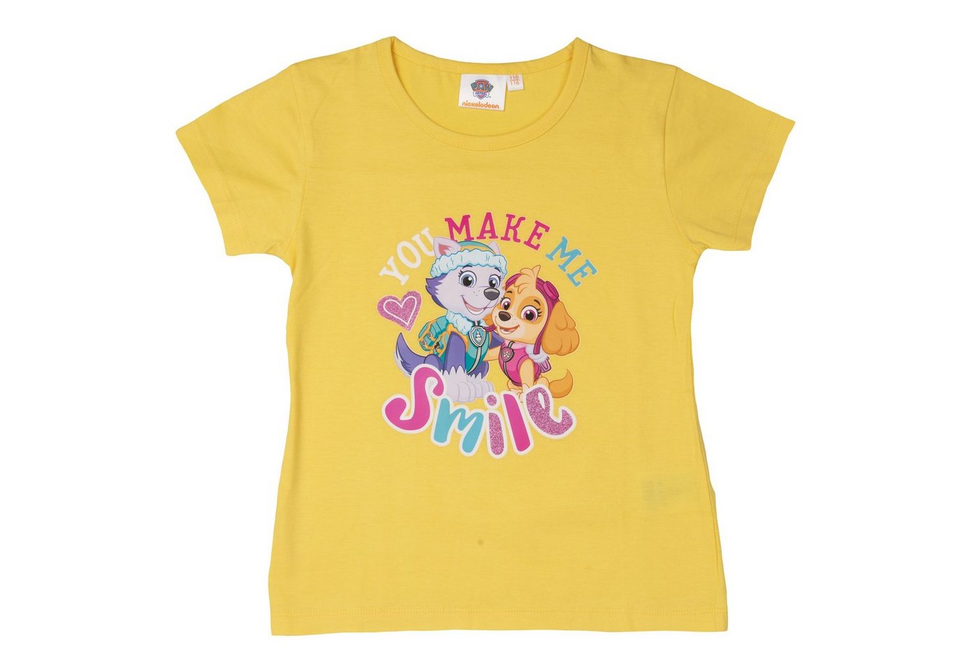 United Labels® T-Shirt Paw Patrol T-Shirt für Mädchen - You make me smile mit Glitter Gelb von United Labels®
