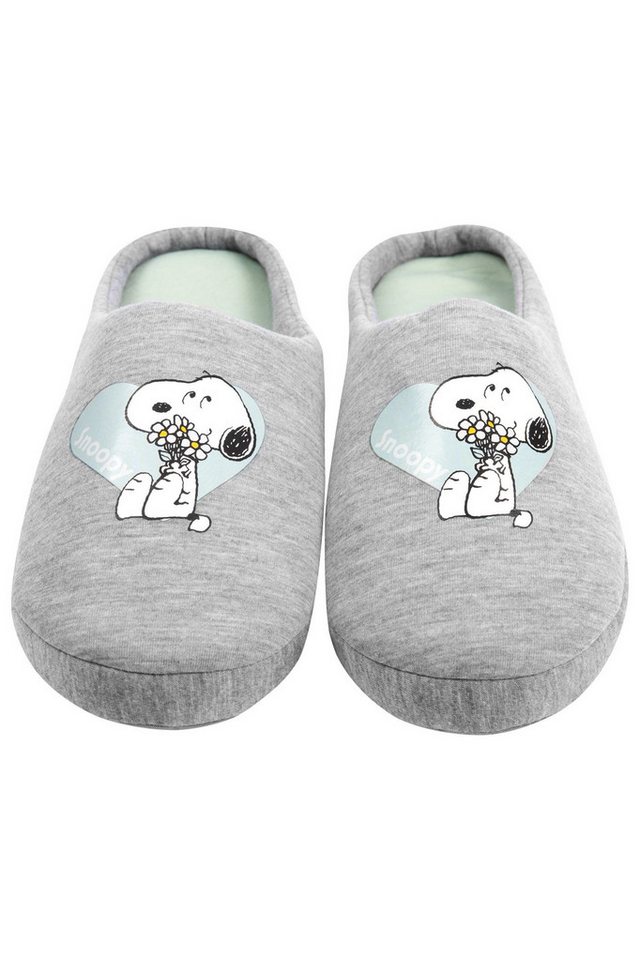 United Labels® The Peanuts Hausschuhe für Damen Snoopy Slipper Pantoffeln Grau Hausschuh von United Labels®