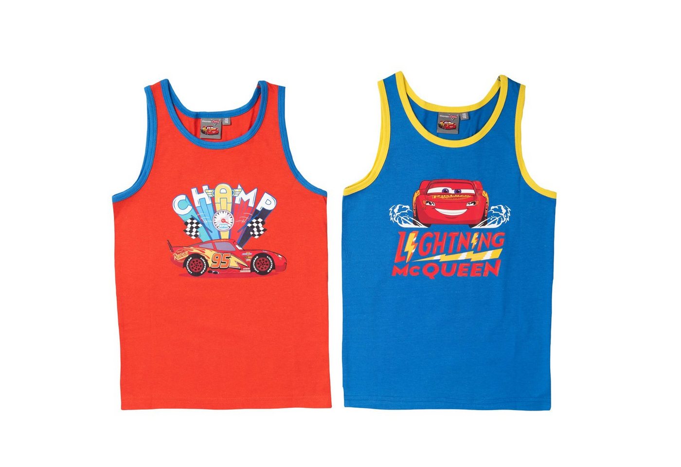 United Labels® Unterhemd Disney Cars - Lightning McQueen Unterhemd Jungen Rot/Blau (2er Pack) von United Labels®