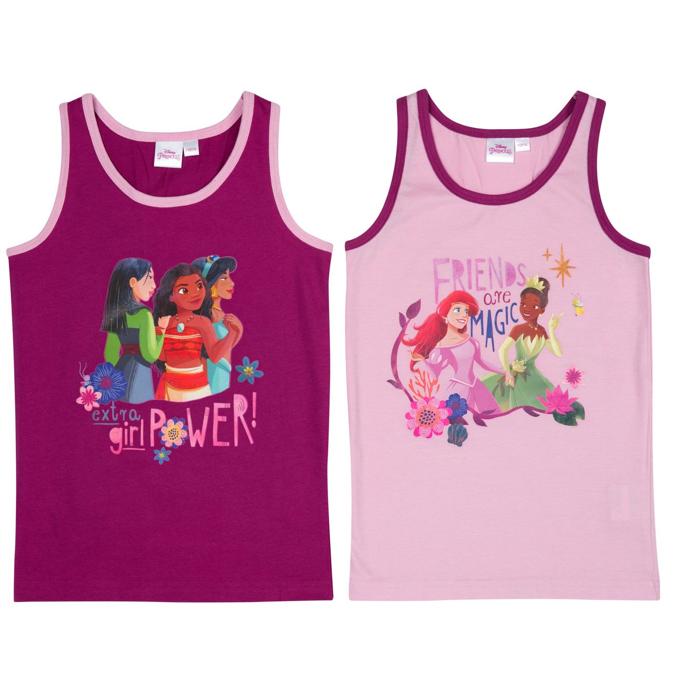 United Labels® Unterhemd Disney Princess Unterhemd für Mädchen Tank Top Lila/Rosa (2er Pack) von United Labels®