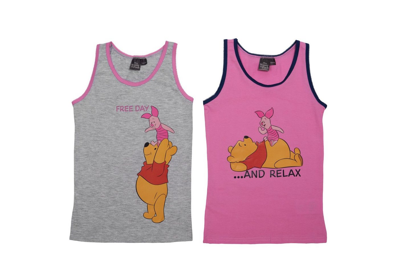 United Labels® Unterhemd Disney Unterhemd für Mädchen - Winnie Puuh Rosa/Grau (2er Pack) von United Labels®