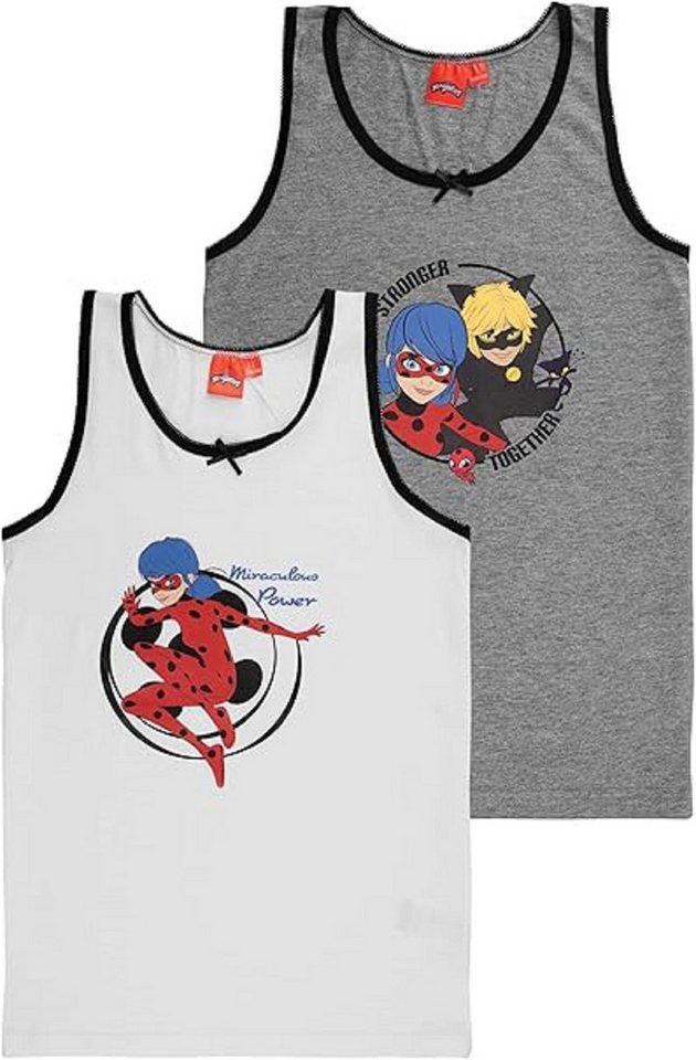United Labels® Unterhemd Miraculous Ladybug Unterhemd Mädchen Kinder Unterwäsche Weiß/Grau von United Labels®