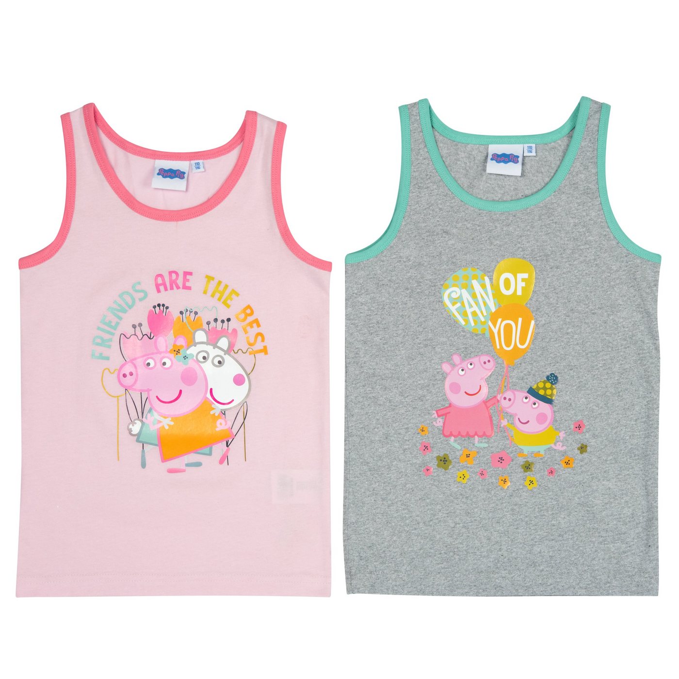 United Labels® Unterhemd Peppa Wutz Unterhemd für Mädchen Tank Top Rosa/Grau (2er Pack) von United Labels®