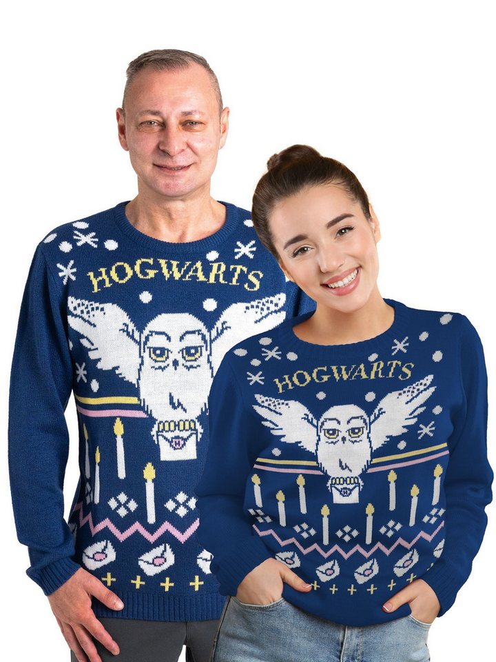 United Labels® Strickpullover Harry Potter Winterpullover Hedwig Eule Winter Pullover Ugly Sweater von United Labels®