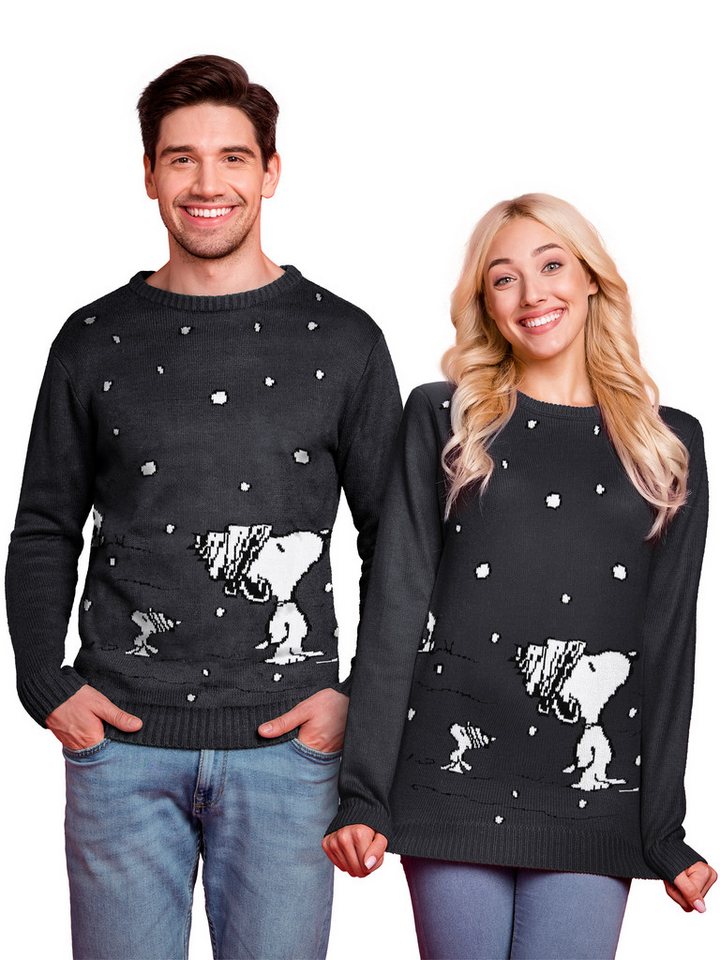 United Labels® Strickpullover The Peanuts Winterpullover- Ugly Sweater Unisex Grau von United Labels®
