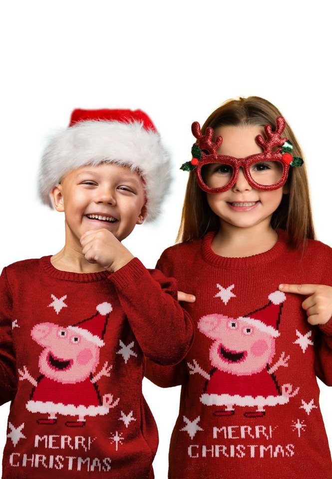 United Labels® Weihnachtspullover Peppa Wutz Weihnachtspullover für Kinder Ugly Christmas Sweater Rot von United Labels®