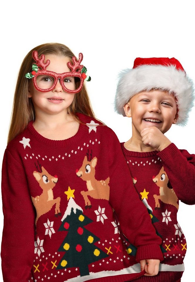United Labels® Weihnachtspullover Weihnachtspullover für Kinder - Rentiere Ugly Christmas Sweater Rot von United Labels®