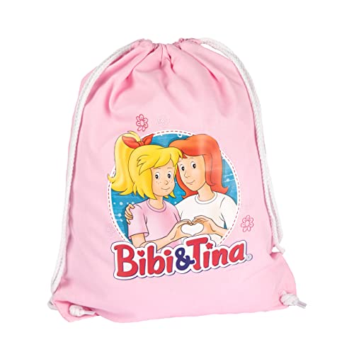 Bibi & Tina Turnbeutel Sportbeutel Rucksack Stoffbeutel mit Kordelzug Baumwolle Rosa von United Labels