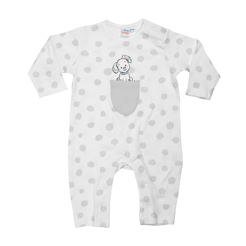 Disney 101 Dalmatiner Overall für Babys Strampler Einteiler Schlafstrampler Langarm Unisex Weiß (74-80) von United Labels