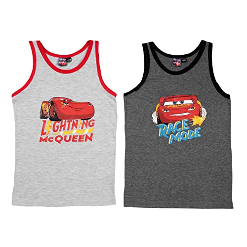 Disney Cars - Lightning McQueen Unterhemd für Jungen Kinder Tank Top Hemdchen Unterwäsche Grau (2er Pack) (as3, Numeric, Numeric_110, Numeric_116, Regular, 110-116) von United Labels